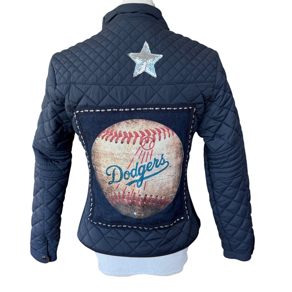 Lesal Upcycled LA Dodgers Quilted Jacket Navy Blue Small Custom 1‎ of a Kind